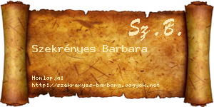 Szekrényes Barbara névjegykártya